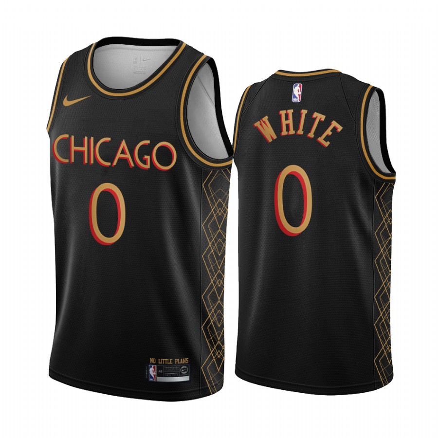 Men's Chicago Bulls #0 Coby White Black NBA Motor City Edition 2020-21 No Little Plans Stitched Jersey